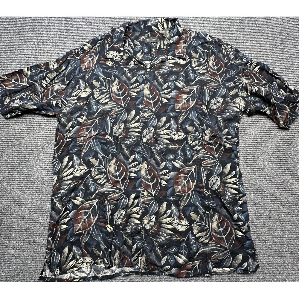 Alexander Lloyd Shirt Mens 2XLT Tall Leaf‎ Print Rayon Button Up Casual